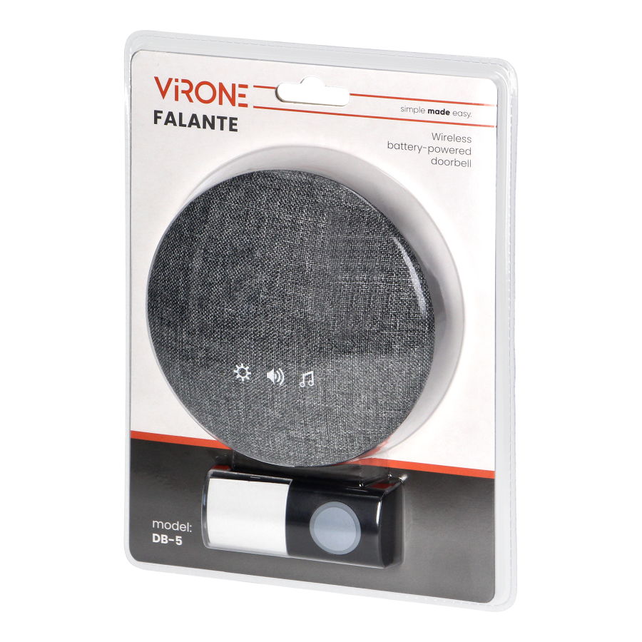 FALANTE DC wireless battery-powered doorbell, learning system, 38 sounds, 200m
