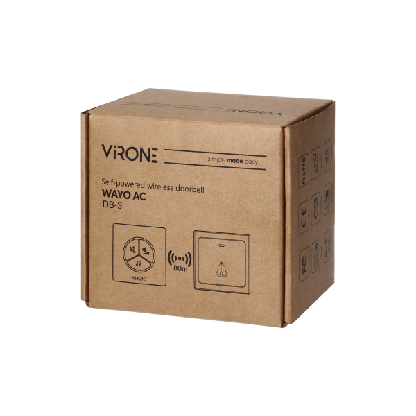 Dzwonek bezprzewodowy WAYO AC, sieciowy, bezbateryjny przycisk, learning system, 25 dźwięków, 100m