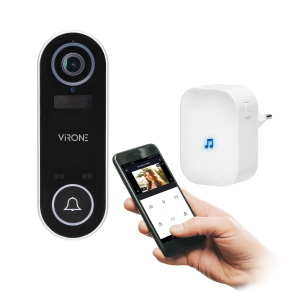 LAYO Wireless video doorbell with Wi-Fi and bell receiver with Full HD video camera, WiFi and network receiver, IP65, communicat