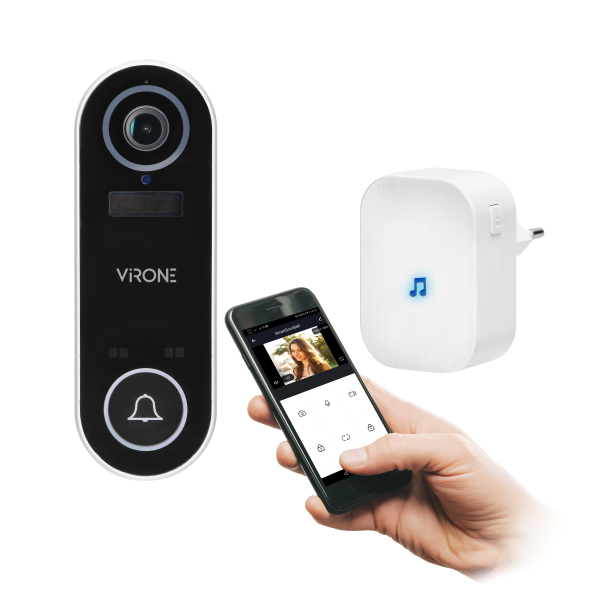 LAYO Wireless video doorbell with Wi-Fi and bell receiver with Full HD video camera, WiFi and network receiver, IP65, communicat