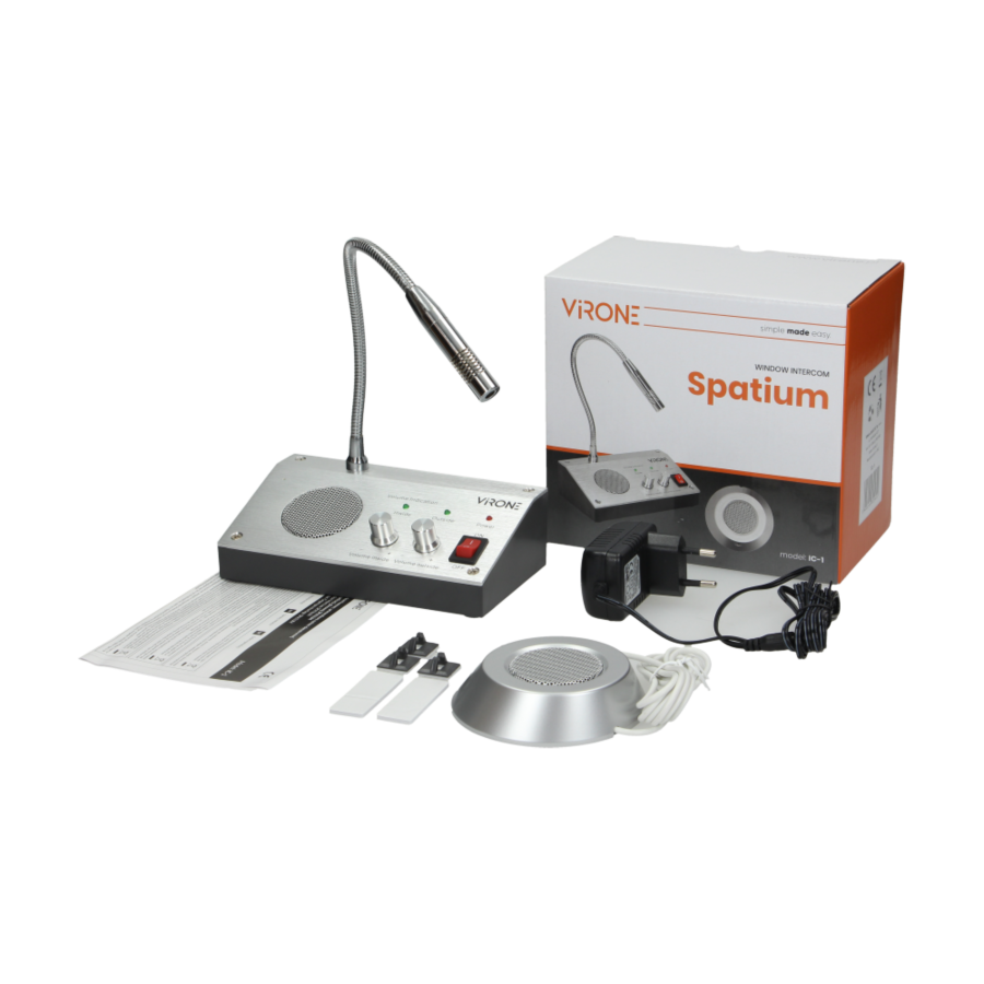 SPATIUM window intercom, wired system for two-way voice communication.