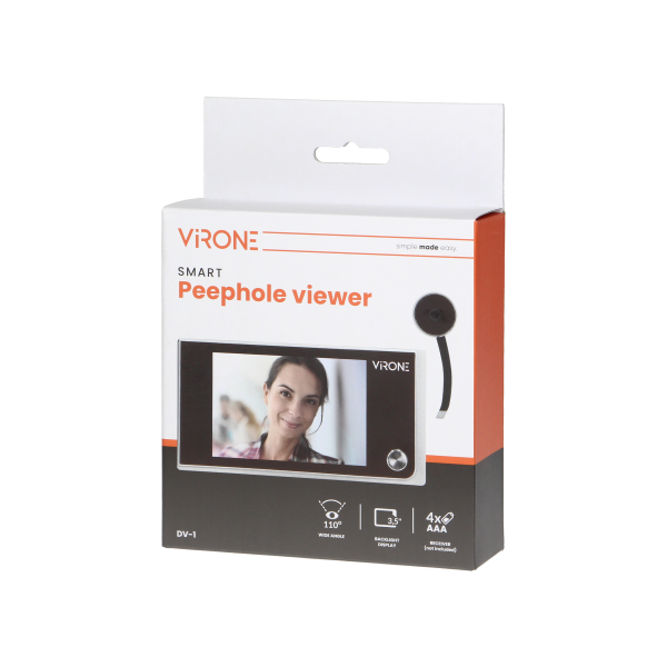 Electronic door viewer LCD 3.5", wide-angle lens, battery-operated, silver