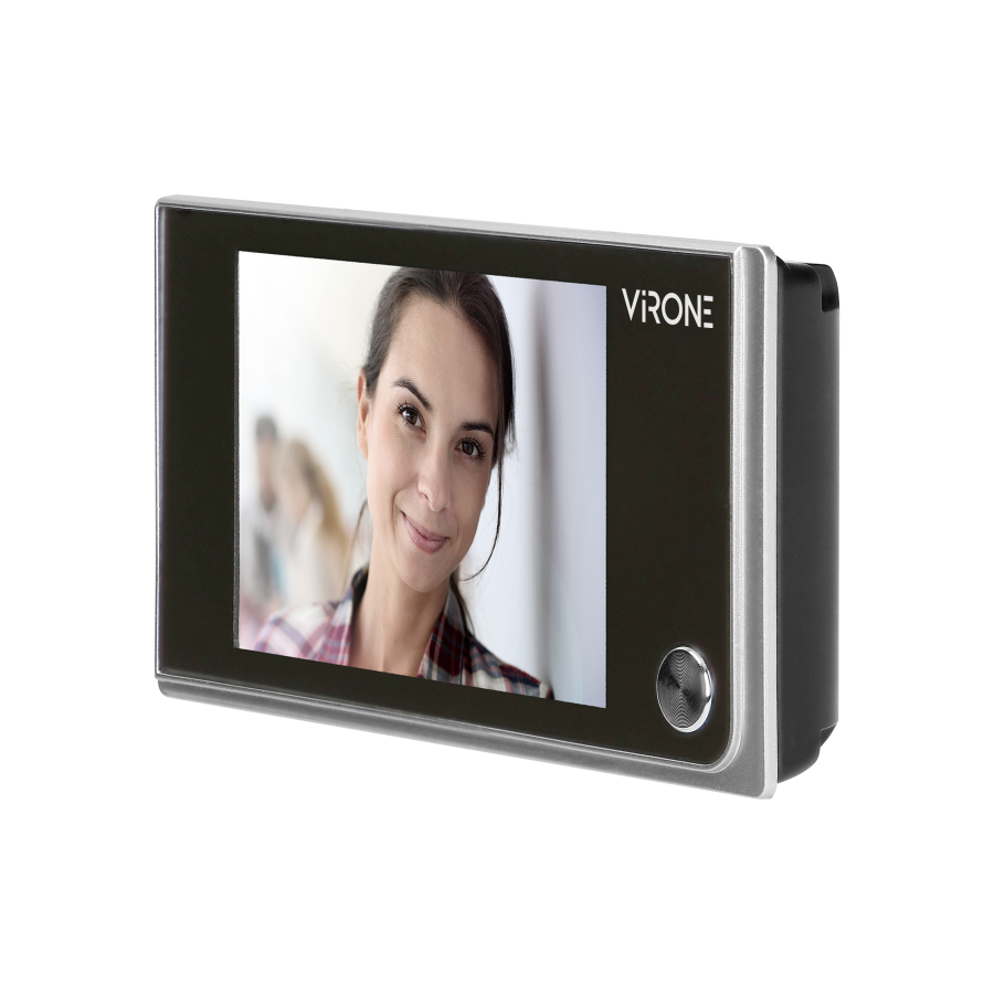 Electronic door viewer LCD 3.5", wide-angle lens, battery-operated, silver