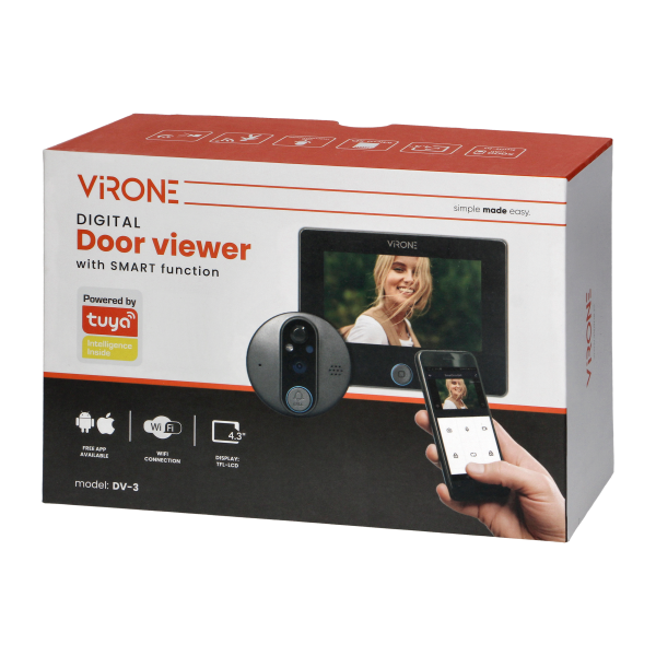 Digital door viewer with camera, motion sensor, SMART function and night lighting