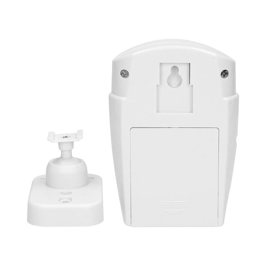 Mini wireless IR alarm with integrated siren and 2 remote control units, 6m operation range, battery-operated