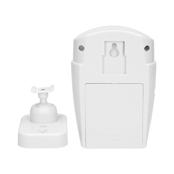 Mini wireless IR alarm with integrated siren and 2 remote control units, 6m operation range, battery-operated