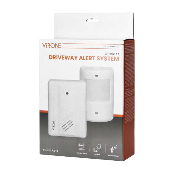 Motion sensor with wireless indicator, 100m, battery operated