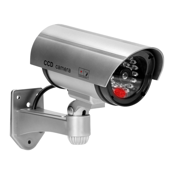 Dummy security camera, battery-powered, silver Dummy security camera, battery-powered, silver