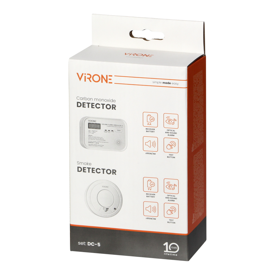 Set of battery operated smoke and carbon monoxide detectors