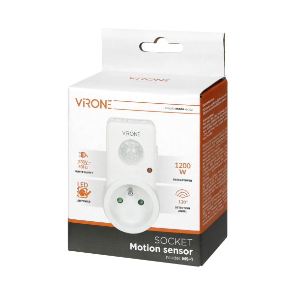 Plug-in motion detector, 120°  IP20, 280W