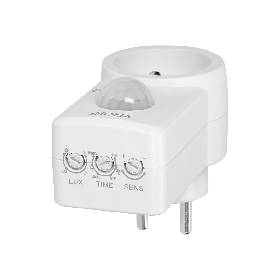 Plug-in motion detector, 120°  IP20, 280W