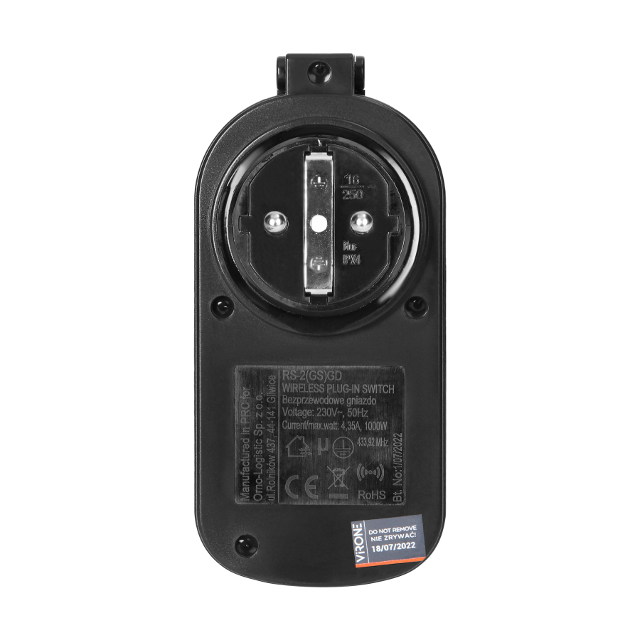 Set of wireless sockets with a remote control unit, 2+1, IP44, Schuko
