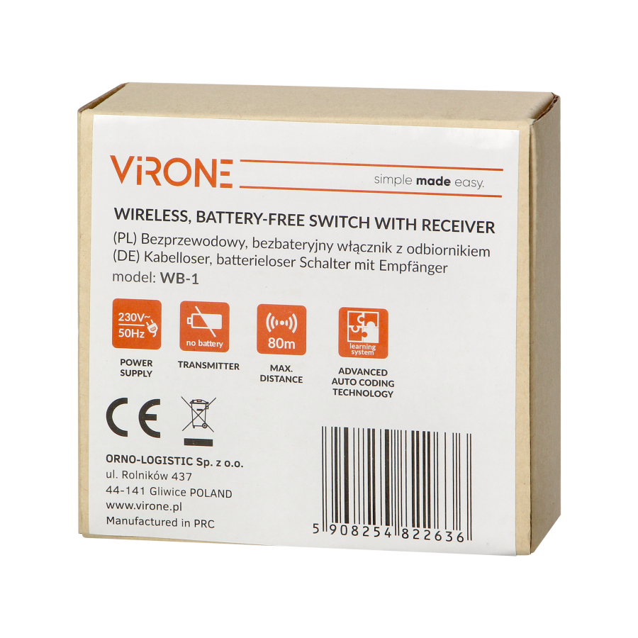 Wireless, battery-free switch with receiver