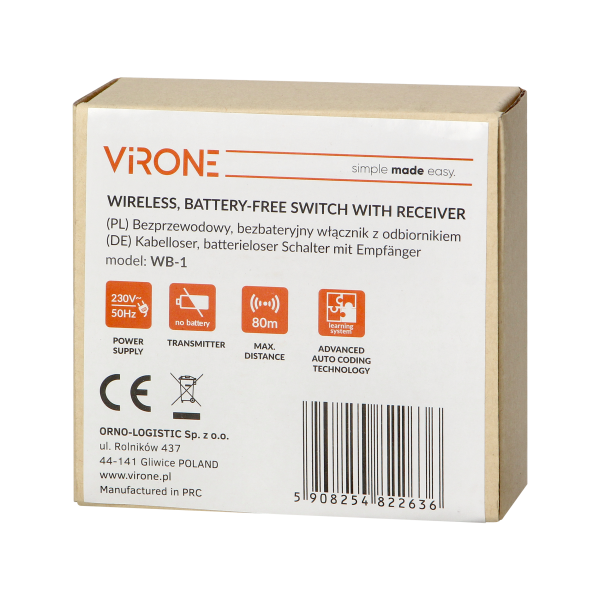 Bezprzewodowy bezbateryjny włącznik z odbiornikiem