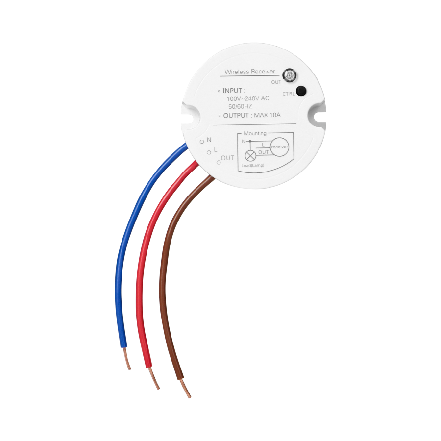 Wireless, battery-free switch with receiver