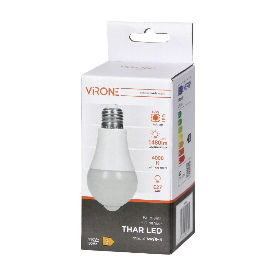 THAR LED 12W bulb with PIR motion sensor 1150lm, 4000K
