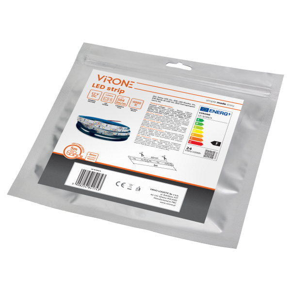 Taśma LED 12V, 2835, 60L/m, 500lm/m, 4,8W/m, IP20, 4000K, 5m Taśma LED 12V, 2835, 60L/m, 500lm/m, 4,8W/m, IP20, 4000K, 5m