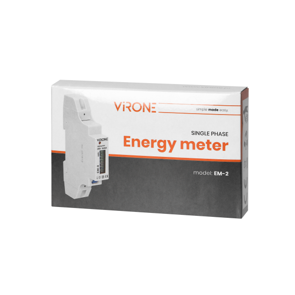 Single-phase energy meter, 40A, impulse output, 1 module, DIN TH-35mm
