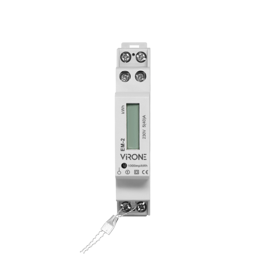 Single-phase energy meter, 40A, impulse output, 1 module, DIN TH-35mm