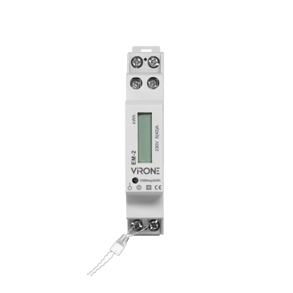 Single-phase energy meter, 40A, impulse output, 1 module, DIN TH-35mm