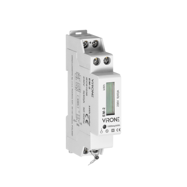 Single-phase energy meter, 40A, impulse output, 1 module, DIN TH-35mm