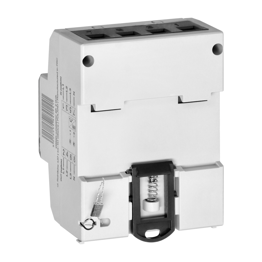 3-fazowy wskaźnik zużycia energii elektrycznej, 80A, dodatkowy wskaźnik, wyjście impulsowe, przycisk RESET, 2 moduły, DIN TH-35m