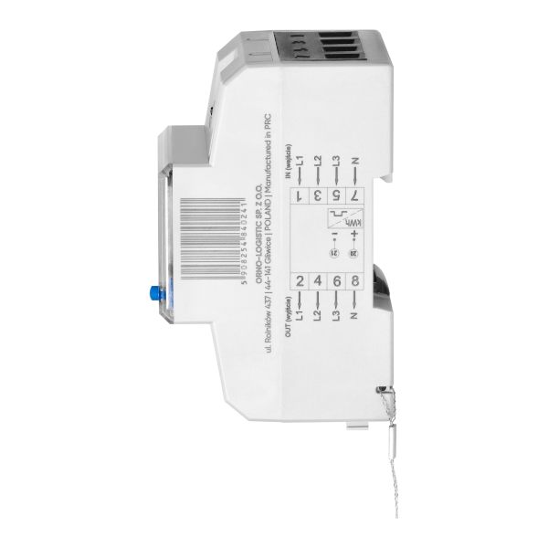 3-fazowy wskaźnik zużycia energii elektrycznej, 80A, dodatkowy wskaźnik, wyjście impulsowe, przycisk RESET, 2 moduły, DIN TH-35m 3-fazowy wskaźnik zużycia energii elektrycznej, 80A, dodatkowy wskaźnik, wyjście impulsowe, przycisk RESET, 2 moduły, DIN TH-35m