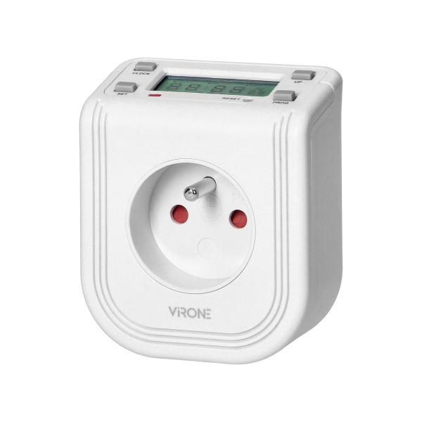 Elektroniczny programator czasowy z górnym wyświetlaczem LCD, 230 VAC 3680W, 16 punktów przełączenia, symulator obecności.