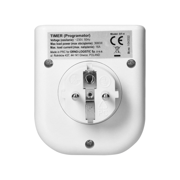 Electronic timer with upper LCD display 230 VAC, 3680W, 16 switching modes, presence simulator.