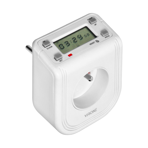 Electronic timer with upper LCD display 230 VAC, 3680W, 16 switching modes, presence simulator.