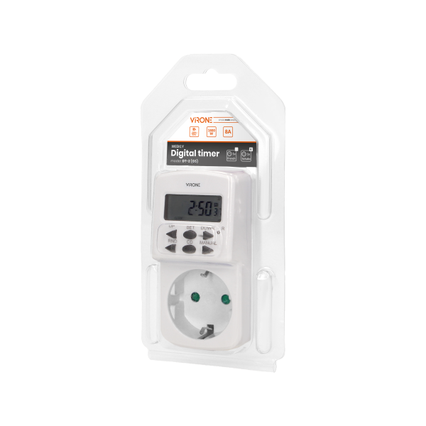 MINI mechanical timer, 1800W, 8A, 10 modes, Schuko