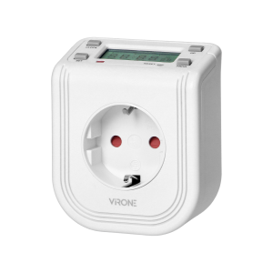 Electronic timer with upper LCD display 230 VAC, 3680W, 16 switching modes, presence simulator, Schuko