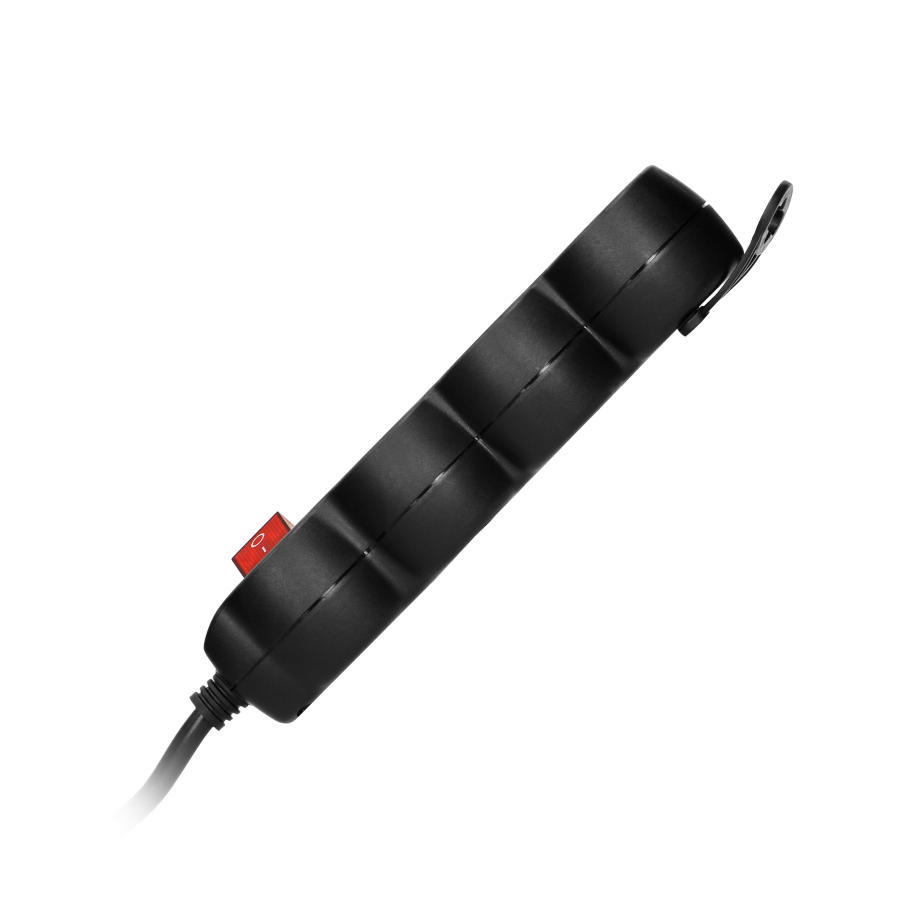 Extension socket 3x 2P+E with a switch, 3m  H05VV-F 3x1.5mm2, Imax=16A, black