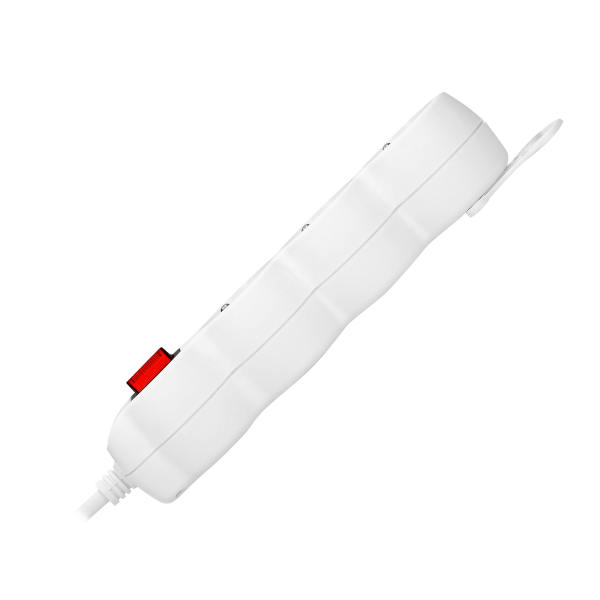 Przedłużacz 3-krotny 2P+Z, z wyłącznikiem, 5m H05VV-F 3x1,5mm2, Imax=16A, płaska wtyczka, biały Przedłużacz 3-krotny 2P+Z, z wyłącznikiem, 5m H05VV-F 3x1,5mm2, Imax=16A, płaska wtyczka, biały