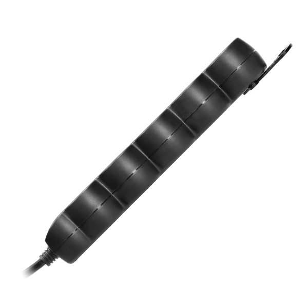 Przedłużacz 5-krotny 2P+Z, 1,5m H05VV-F 3x1,5mm2 , Imax=16A, płaska wtyczka, czarny Przedłużacz 5-krotny 2P+Z, 1,5m H05VV-F 3x1,5mm2 , Imax=16A, płaska wtyczka, czarny