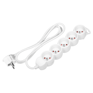 Extension socket 5x 2P+E , 1.5m  H05VV-F 3x1.5mm2, Imax=16A, white