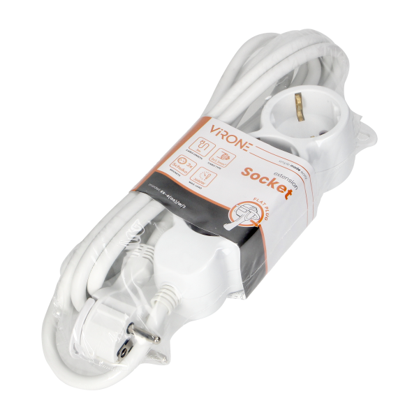 Extension socket 3x 2P+E , Schuko, 3m H05VV-F 3x1.5mm2, Imax = 16A, white Extension socket 3x 2P+E , Schuko, 3m H05VV-F 3x1.5mm2, Imax = 16A, white