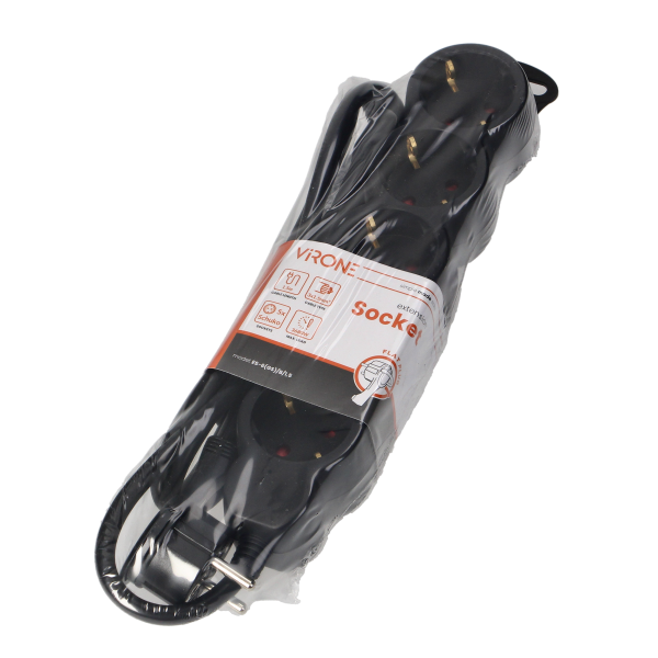 Extension socket 5x 2P+E , 1.5m, Schuko H05VV-F 3x1.5mm2, Imax=16A, black Extension socket 5x 2P+E , 1.5m, Schuko H05VV-F 3x1.5mm2, Imax=16A, black