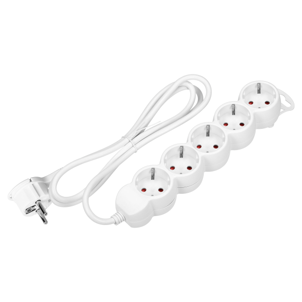 Extension socket 5x 2P+E , 1.5m, Schuko H05VV-F 3x1.5mm2, Imax=16A, white Extension socket 5x 2P+E , 1.5m, Schuko H05VV-F 3x1.5mm2, Imax=16A, white