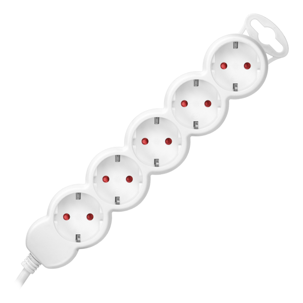 Extension socket 5x 2P+E , 1.5m, Schuko H05VV-F 3x1.5mm2, Imax=16A, white Extension socket 5x 2P+E , 1.5m, Schuko H05VV-F 3x1.5mm2, Imax=16A, white