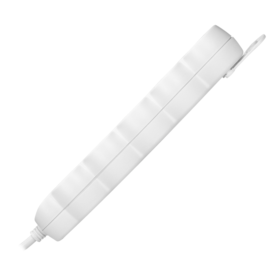 Przedłużacz 5-krotny 2P+Z (Schuko), 1,5m H05VV-F 3x1,5mm2, Imax=16A, płaska wtyczka, biały