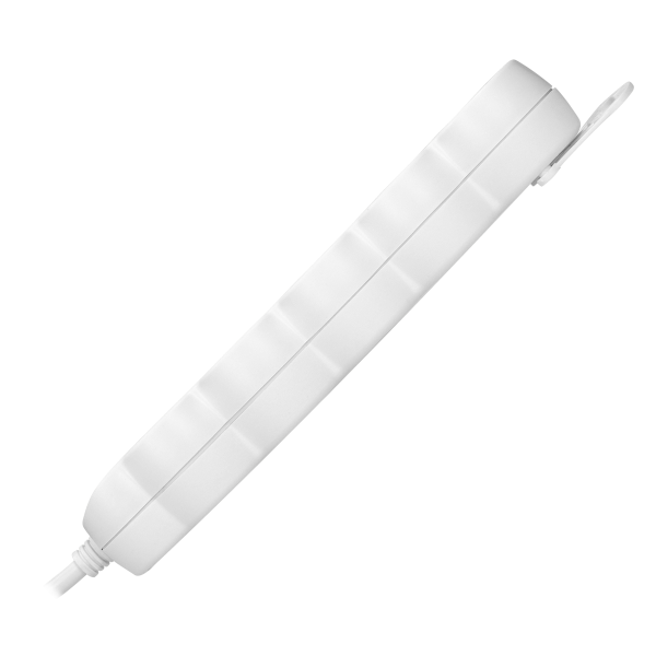 Przedłużacz 5-krotny 2P+Z (Schuko), 3m H05VV-F 3x1,5mm2, Imax=16A, płaska wtyczka, biały Przedłużacz 5-krotny 2P+Z (Schuko), 3m H05VV-F 3x1,5mm2, Imax=16A, płaska wtyczka, biały