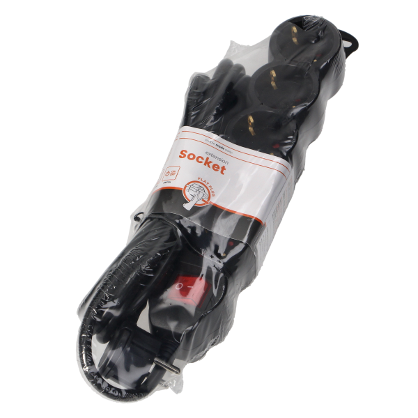 Extension sockets 5x 2P+E with switch, 3m, Schuko H05VV-F 3x1.5mm2, Imax=16A, black Extension sockets 5x 2P+E with switch, 3m, Schuko H05VV-F 3x1.5mm2, Imax=16A, black