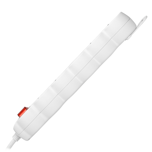 Przedłużacz 5-krotny 2P+Z (Schuko), z wyłącznikiem, 5m H05VV-F 3x1,5mm2, Imax 16A, płaska wtyczka, biały