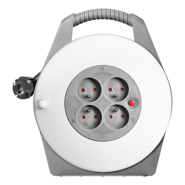 Cable reel, 4x 2P+E sockets, PVC cable H05VV-F 3x1mm², 10m