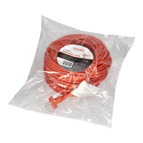 Extension cord, PVC IP20 30m 1x2P, H03VV-F 2x1mm²