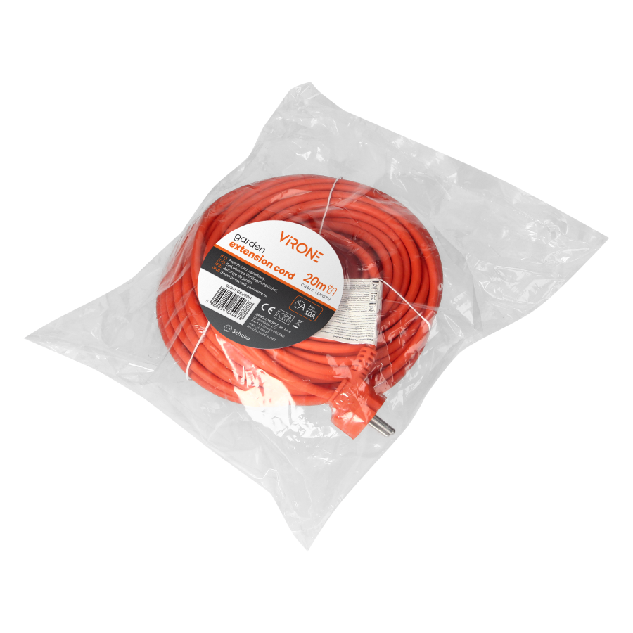 Garden extension cord with 1 Schuko socket, PVC 3x1mm², 20m long