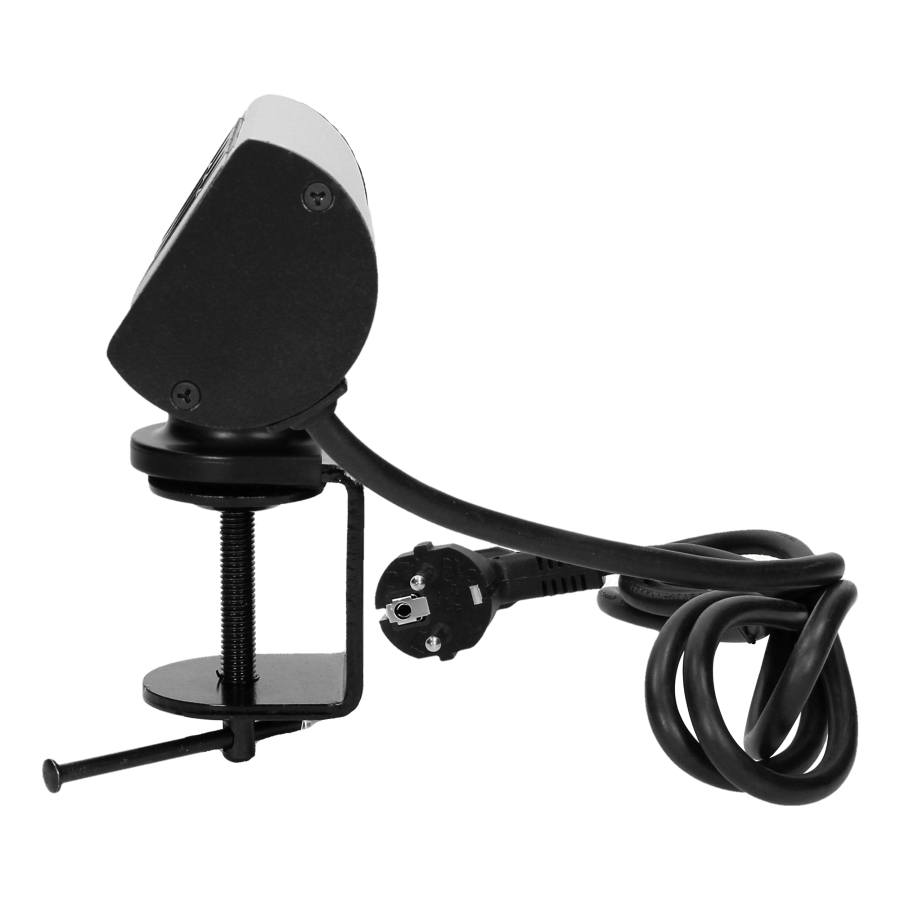 Desktop-mounted 3x2P+E socket with clamp holder and 1.8m cable