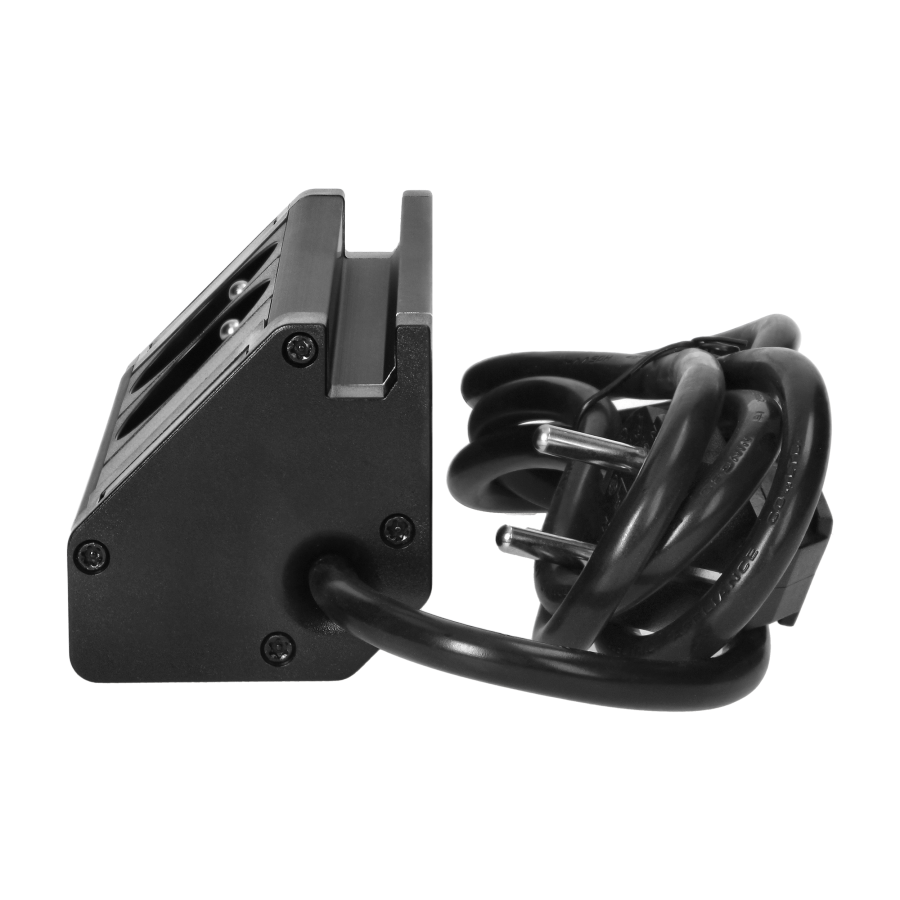 Double furniture socket with telephone holder and 1.5 m cable, 2x2P+E, black