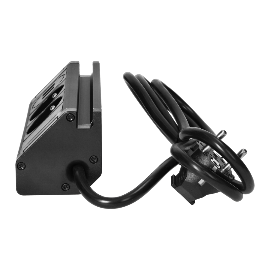 Double furniture socket with USB charger, telephone holder and 1.5m cable, 2x2P+E, 2xUSB (type A, 2.4A), black